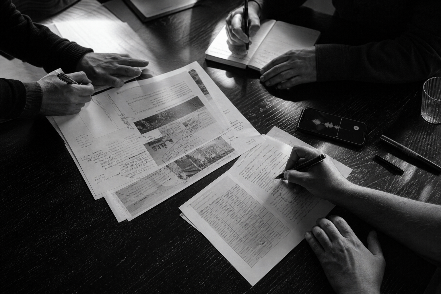 Equipo trabajando sobre guiones, datos y decisiones de un lanzamiento